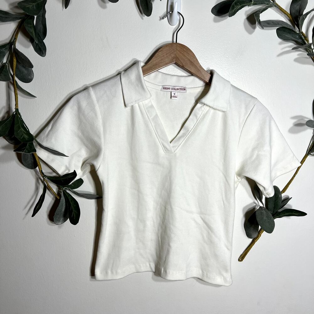Heiny Collection Cream Collared Tee LAST CALL